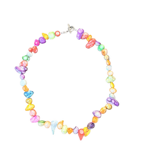 Mother of pearl #7 multi color shell Beaded  Necklace